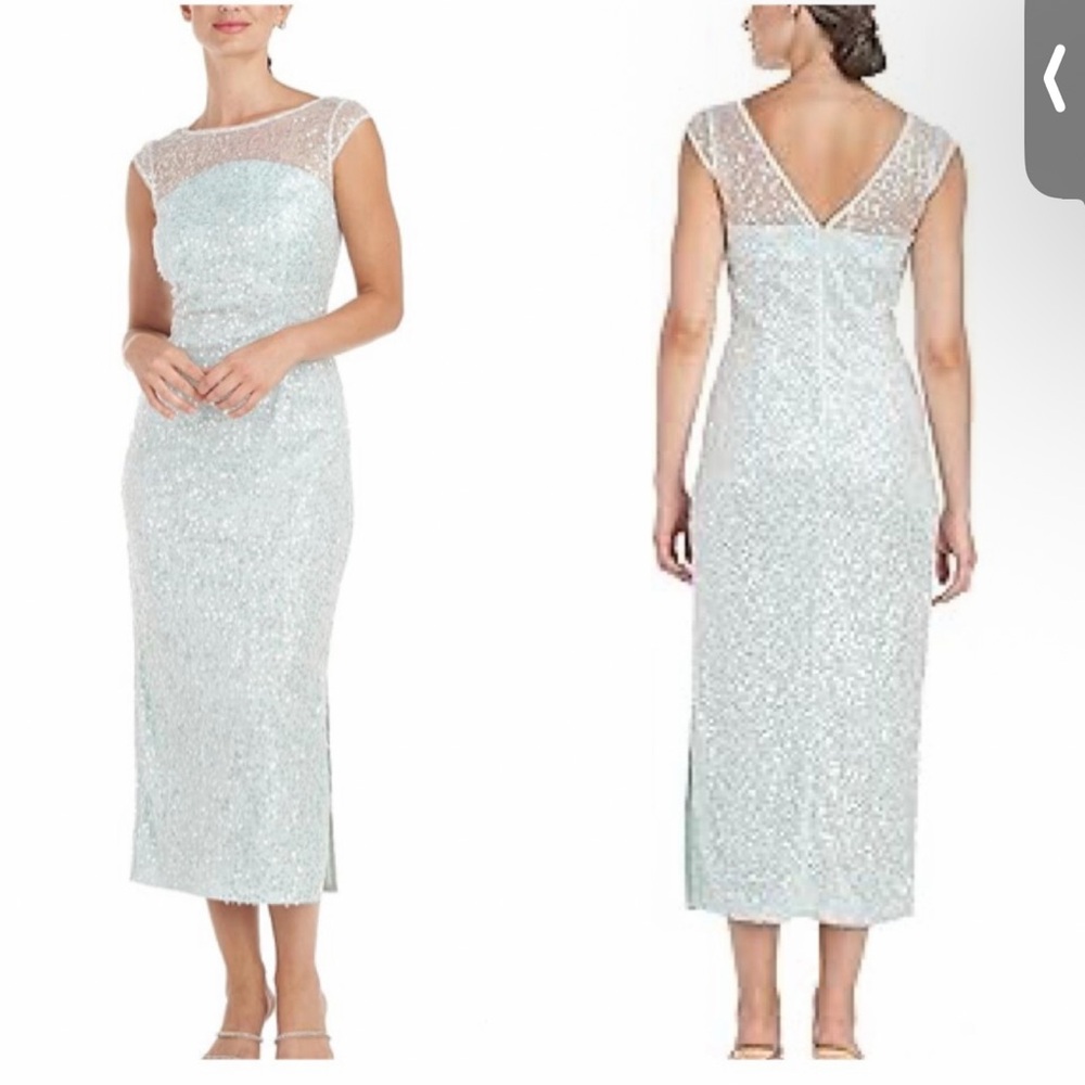 JS Collections Sequined Claire Dress Size 8 in Aqua